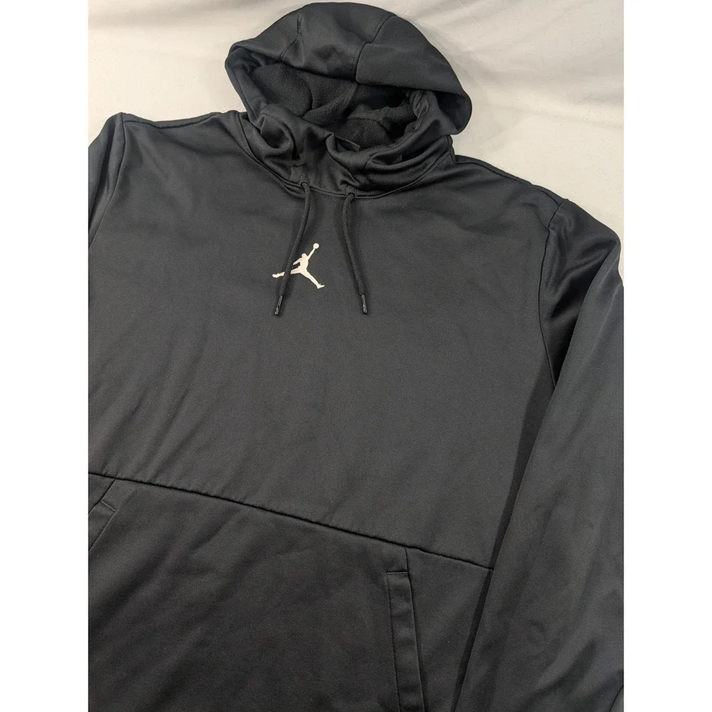 Nike Air Jordan Dri-FIT Center Logo Air Fleece Pullover Hoodie Slim Fit XL Black